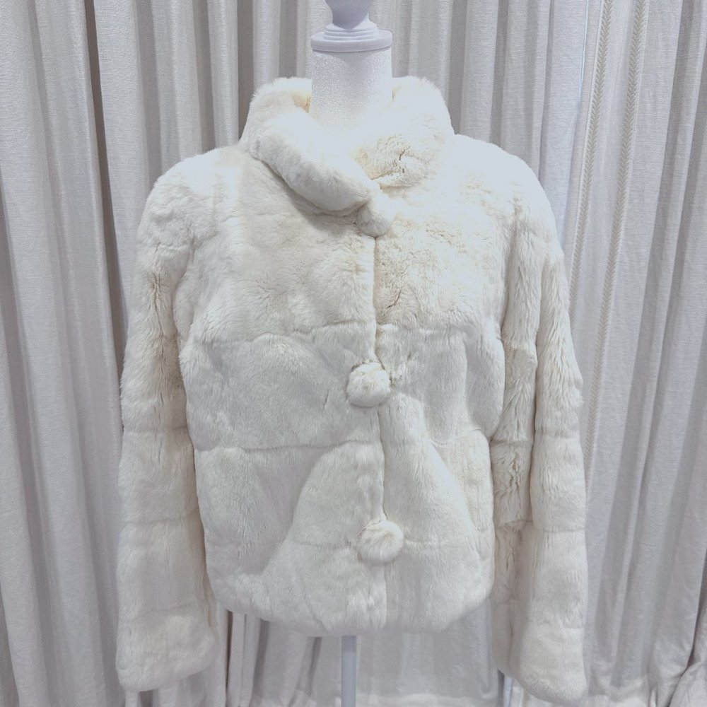 White rabbit fur jacket